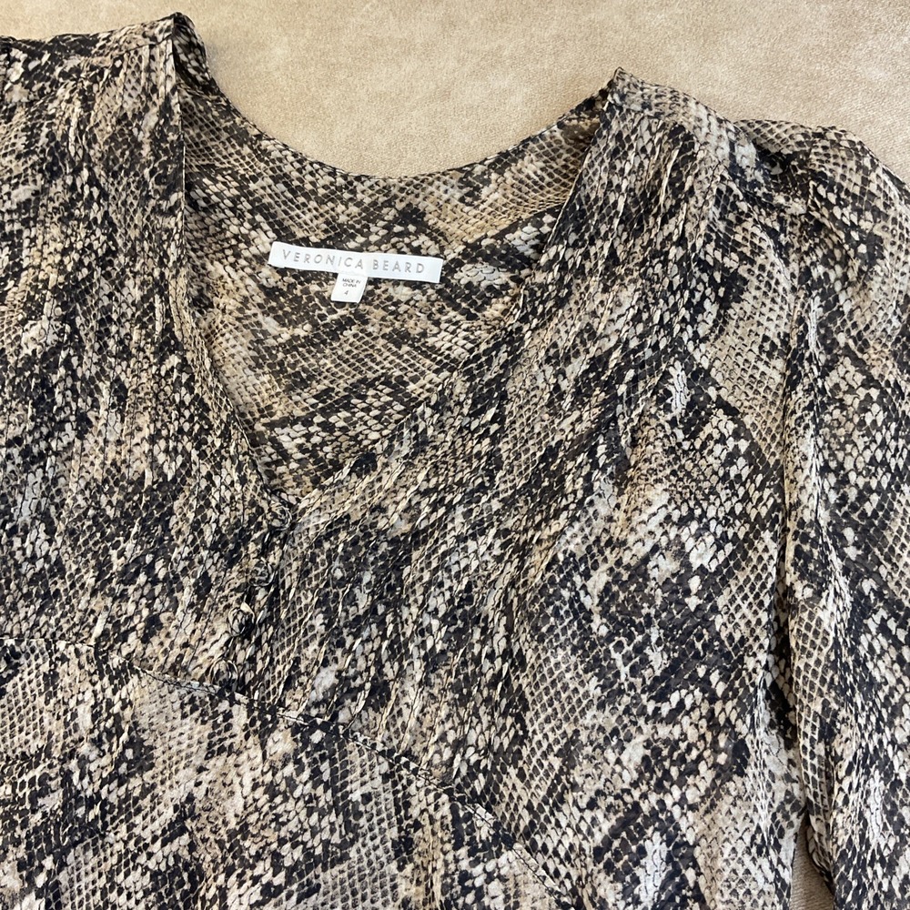 Veronica Beard Top Lowell Snake Print Silk Blouse With Camisole Long Sleeve Sz 4 - Picture 8 of 8